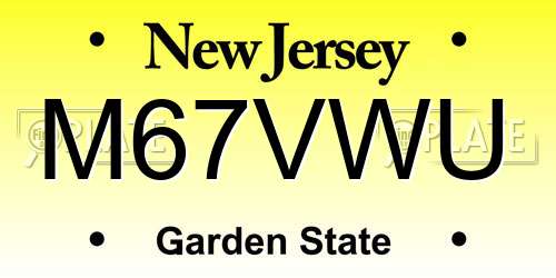 M67VWU New Jersey License Plate