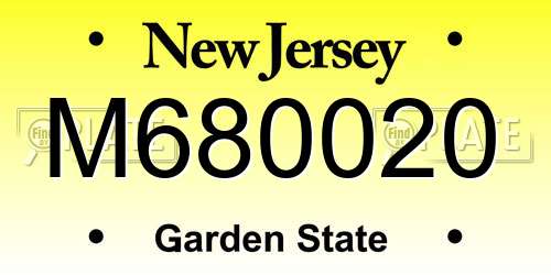 M680020 New Jersey License Plate