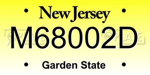 M68002D New Jersey License Plate