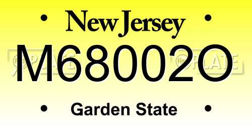 M68002O New Jersey License Plate