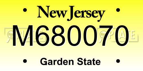 M680070 New Jersey License Plate