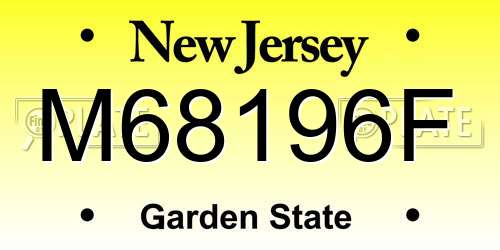 M68196F New Jersey License Plate