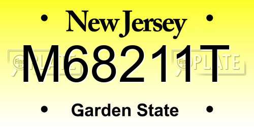 M68211T New Jersey License Plate