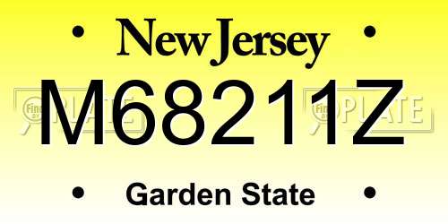 M68211Z New Jersey License Plate