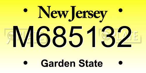 M685132 New Jersey License Plate