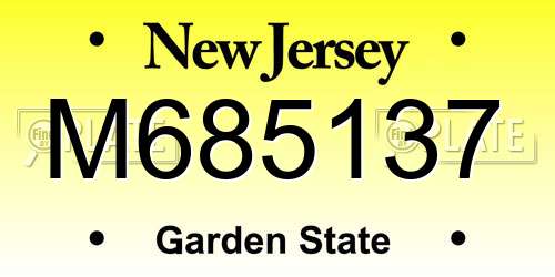 M685137 New Jersey License Plate