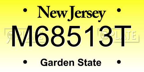M68513T New Jersey License Plate