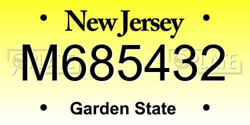 M685432 New Jersey License Plate
