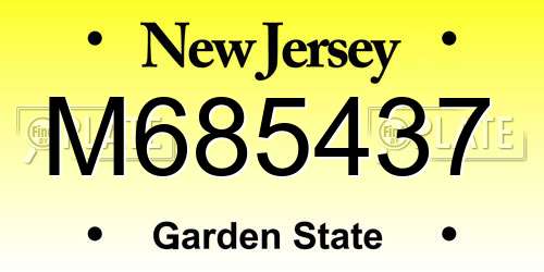 M685437 New Jersey License Plate