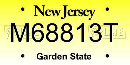 M68813T New Jersey License Plate