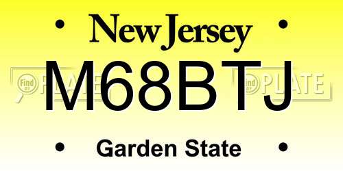 M68BTJ New Jersey License Plate