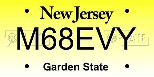 M68EVY New Jersey License Plate