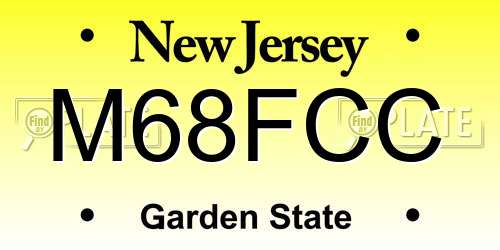 M68FCC New Jersey License Plate