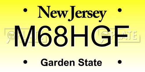 M68HGF New Jersey License Plate