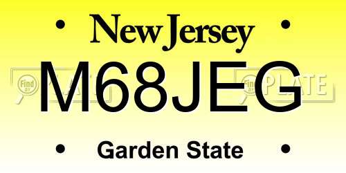 M68JEG New Jersey License Plate