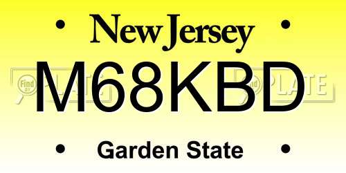 M68KBD New Jersey License Plate