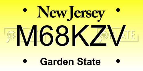 M68KZV New Jersey License Plate