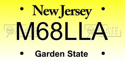 M68LLA New Jersey License Plate