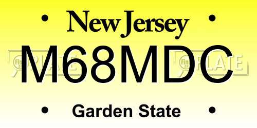 M68MDC New Jersey License Plate