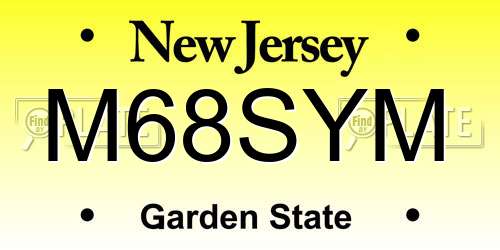 M68SYM New Jersey License Plate