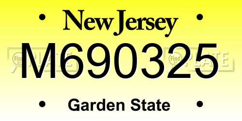 M690325 New Jersey License Plate