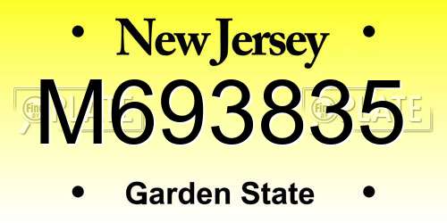 M693835 New Jersey License Plate