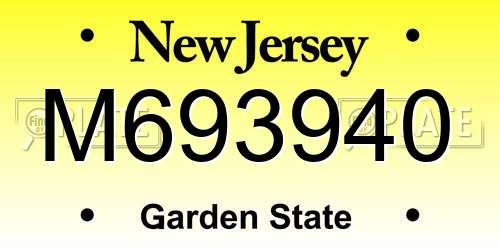 M693940 New Jersey License Plate