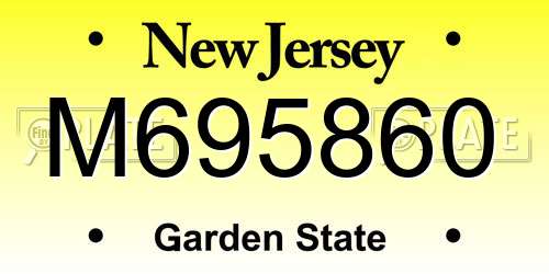 M695860 New Jersey License Plate