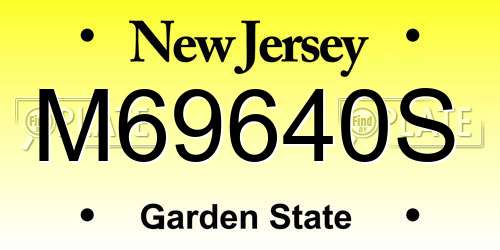 M69640S New Jersey License Plate