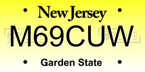 M69CUW New Jersey License Plate