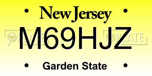 M69HJZ New Jersey License Plate