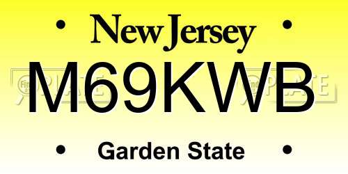 M69KWB New Jersey License Plate