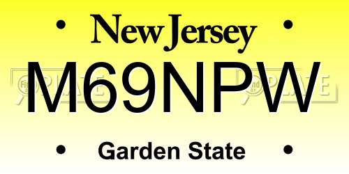 M69NPW New Jersey License Plate