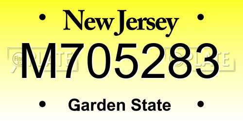 M705283 New Jersey License Plate