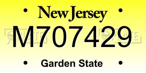 M707429 New Jersey License Plate