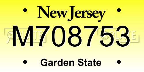 M708753 New Jersey License Plate