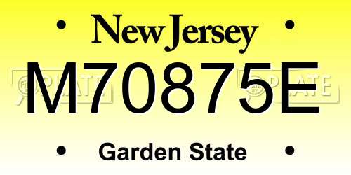 M70875E New Jersey License Plate
