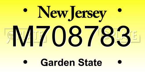 M708783 New Jersey License Plate