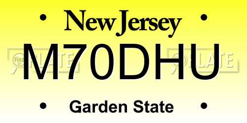 M70DHU New Jersey License Plate