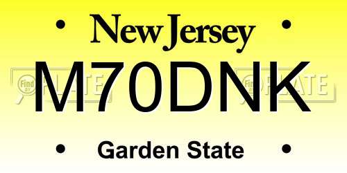 M70DNK New Jersey License Plate