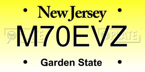 M70EVZ New Jersey License Plate