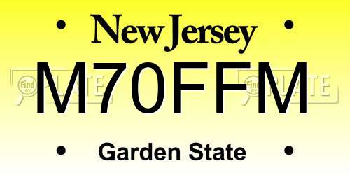 M70FFM New Jersey License Plate