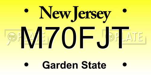 M70FJT New Jersey License Plate