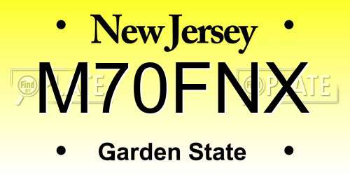 M70FNX New Jersey License Plate