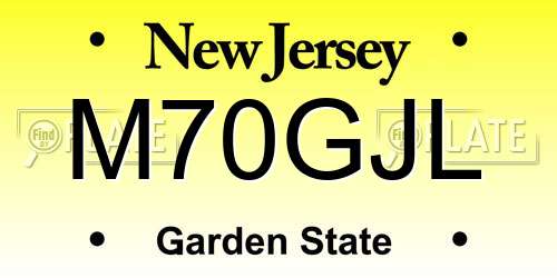 M70GJL New Jersey License Plate