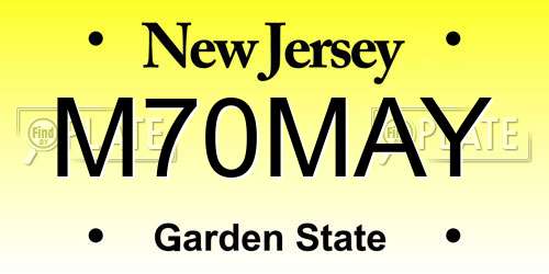 M70MAY New Jersey License Plate