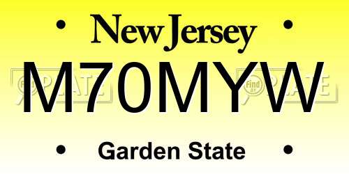 M70MYW New Jersey License Plate