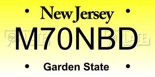 M70NBD New Jersey License Plate