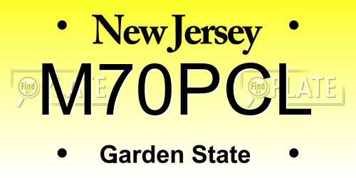 M70PCL New Jersey License Plate