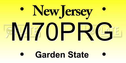 M70PRG New Jersey License Plate
